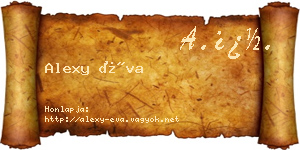Alexy Éva névjegykártya